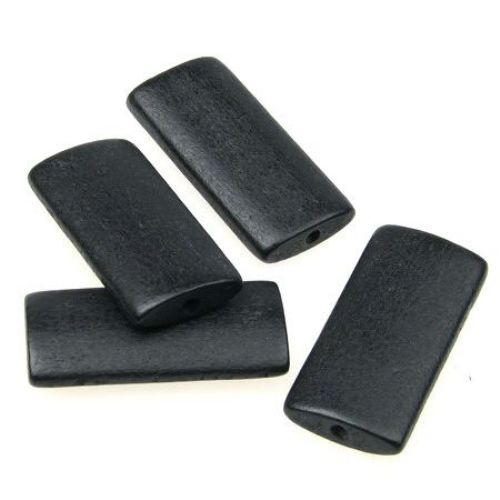 Natural wooden bead for DIY Jewelry and Crafts, Rectangle 40x19x6 mm hole 3 mm black - 10 pcs