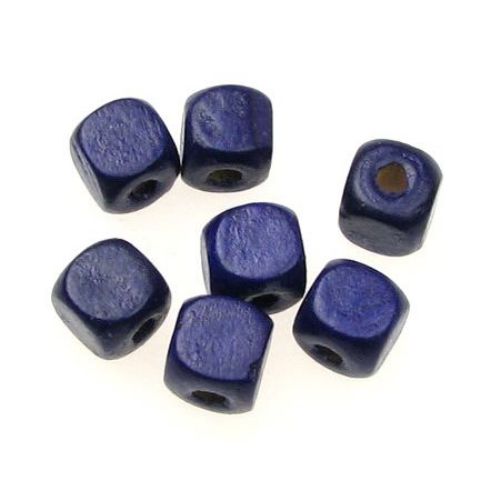 Wood Beads, Cube, Purple, 10mm, hole 3.5mm, 50 grams ~ 100 pcs
