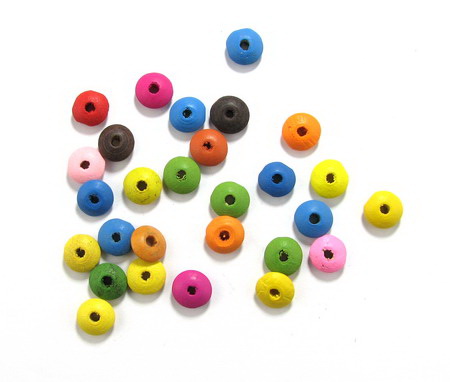 Wooden disc 6x12 mm hole 3 mm colored -50 grams ~230 pieces