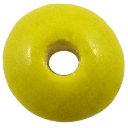Wooden disk beads  3x6 mm hole 2 mm yellow - 50 grams