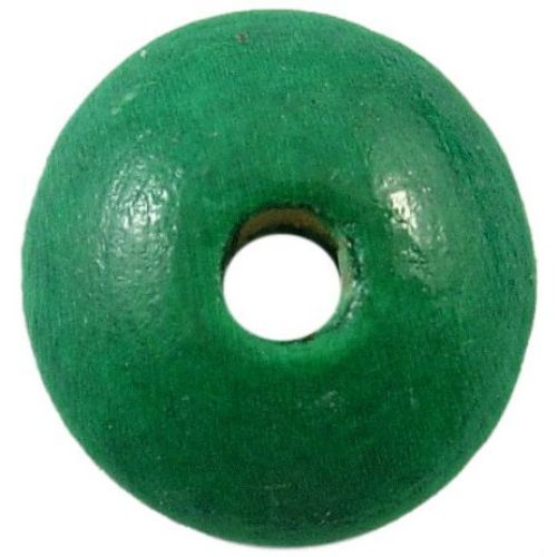 Wooden disk beads 5x10 mm hole 3 mm green - 50 grams ± 400 pieces