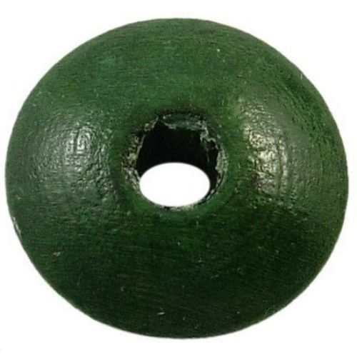 Wooden disk beads  5x10 mm hole 2 mm dark green - 50 grams