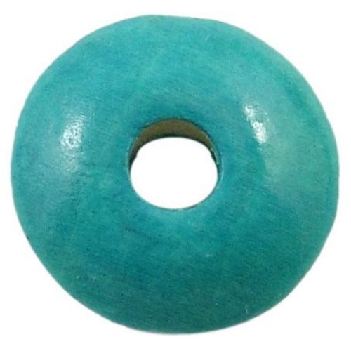 Wooden disk beads 5x10 mm hole 3 mm blue light - 50 grams ~ 400 pieces