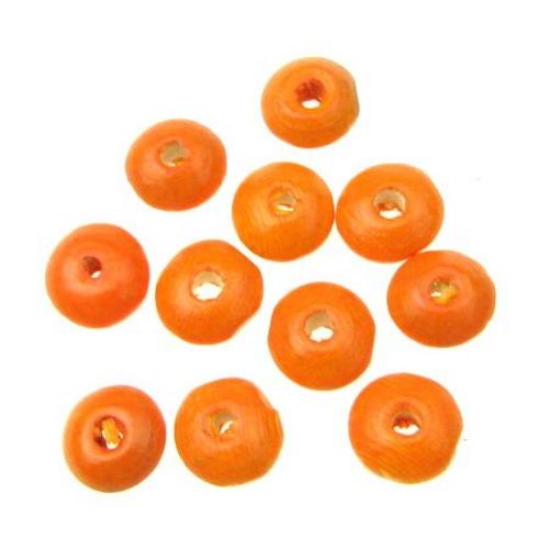 Wood Beads, Disc, Orange, 5x10mm, hole 2mm, 50 grams ~ 400 pcs