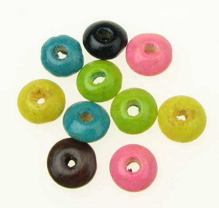 Wooden disk beads 5x10 mm hole 3 mm mix - 50 grams ~ 400 pieces