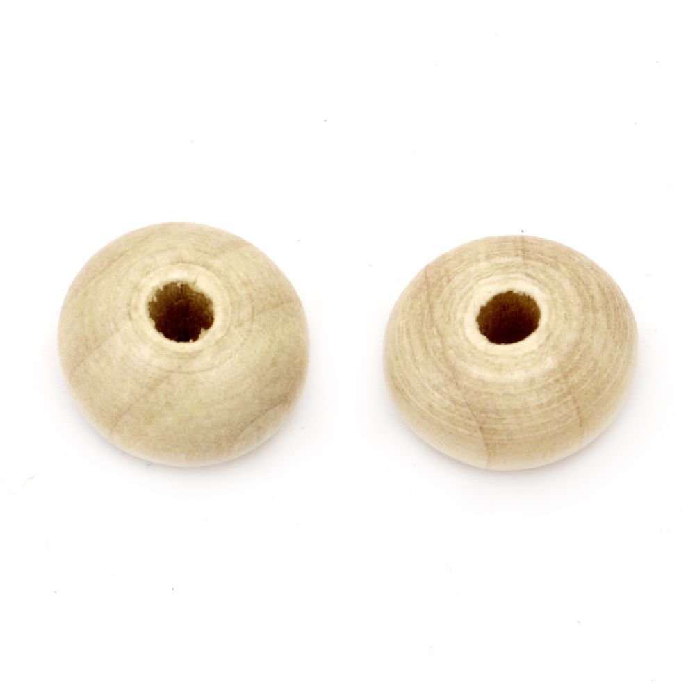 Wooden washer beads 15x10 mm hole 4 mm color wood - 10 pieces