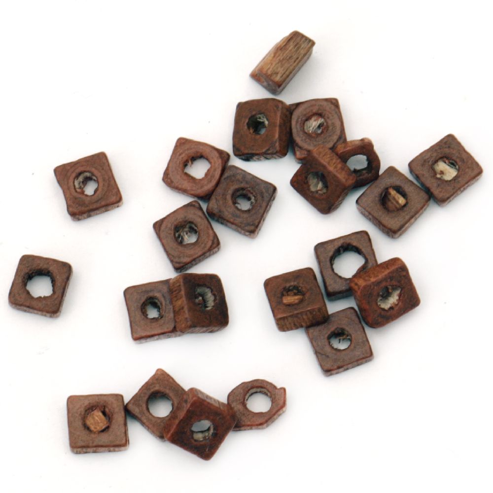 Wooden washer beads 4x2 mm hole 2.5 mm brown - 20 grams ~ 800 pieces