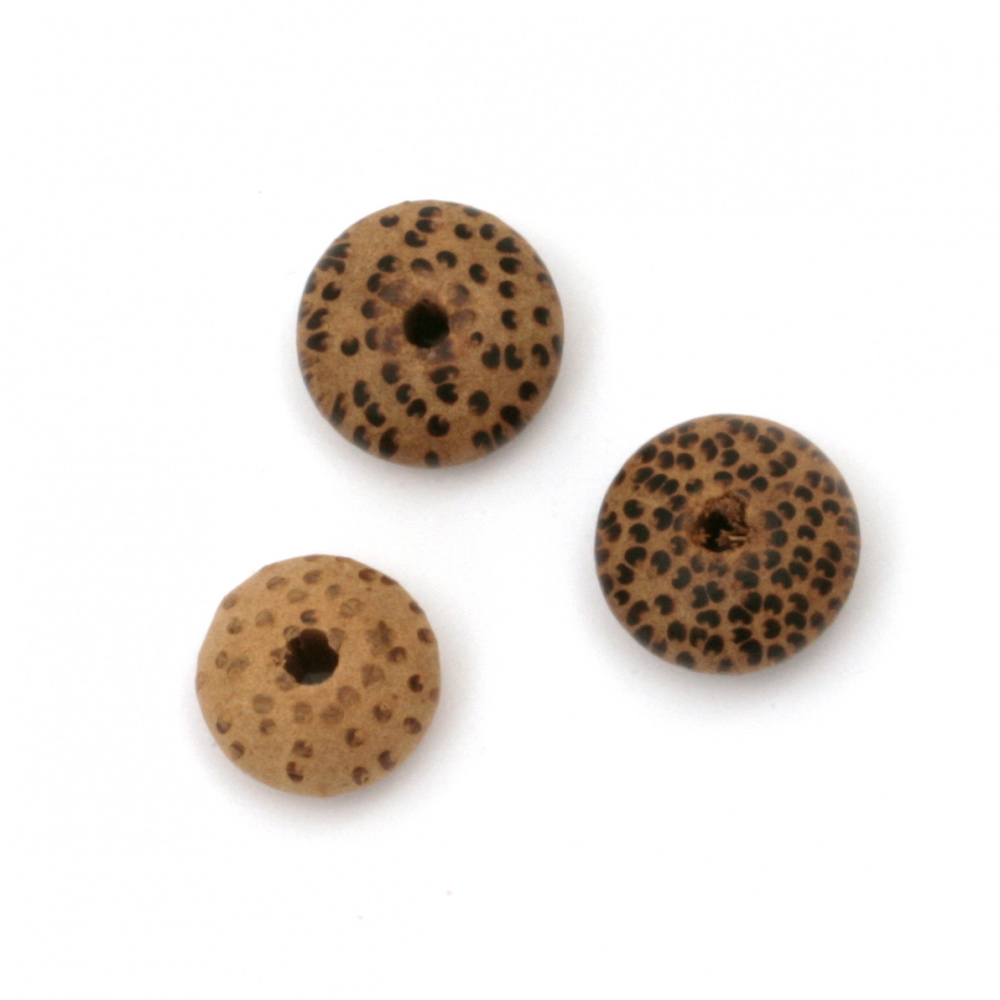 Wooden bead, Disk handmade 12±15x8 mm hole 3 mm color wood - 10 pieces