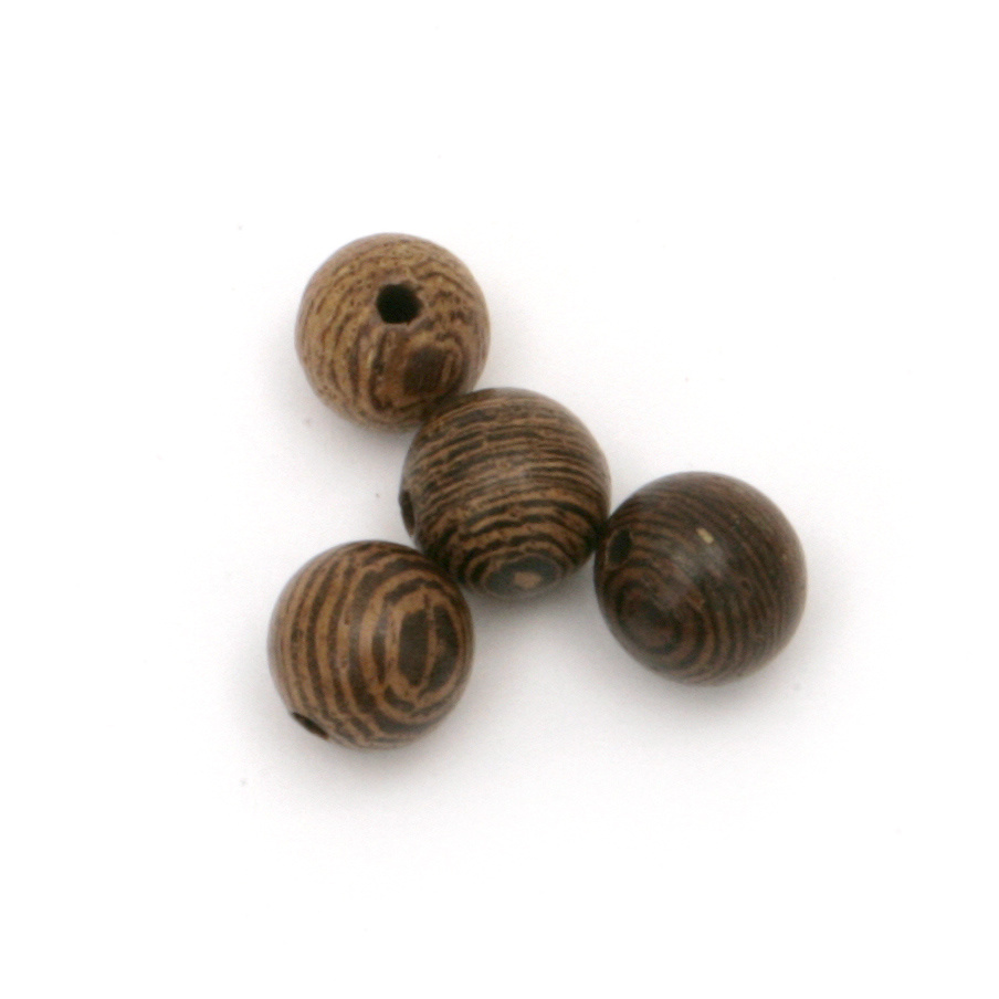 Wooden round bead for decoration 8 mm hole 2 mm two-color - 50 pieces