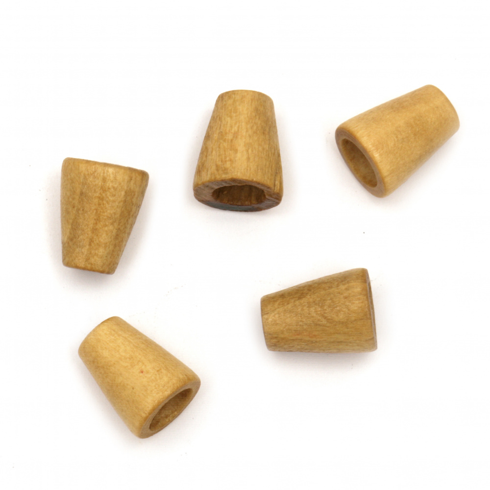 Natural Wooden Cone Beads with Varnish for Handmade Art and Decor, 15x11 mm, Hole: 5 mm -20 pieces