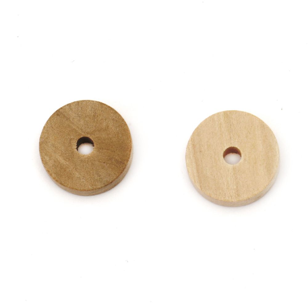 Wooden round beads 15x4 mm hole 3 mm color wood - 20 pieces