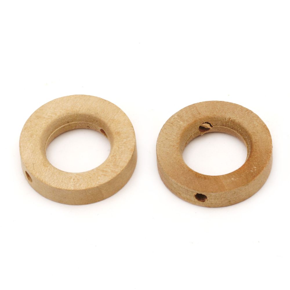 Wooden ring beads 20x4 mm hole 2.5 mm color wood - 10 pieces