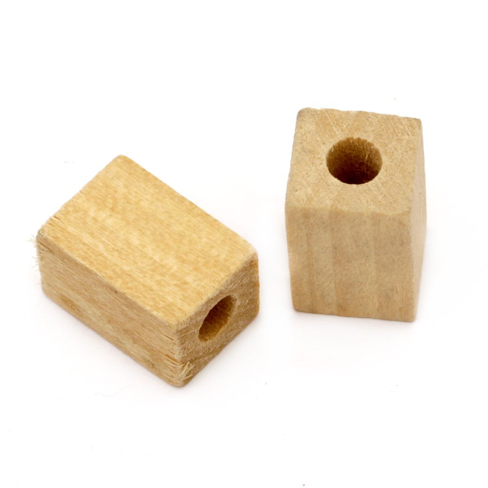 Natural unfinished wooden rectangle bead for DIY Jewelry and Crafts 15x10 mm hole 3 mm color wood - 10 pieces