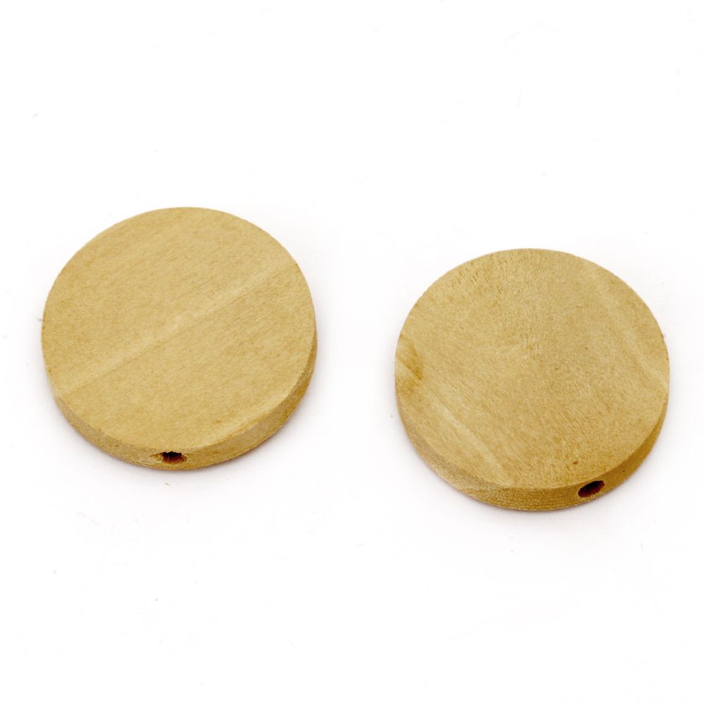 Wooden coin beads 20x4 mm hole 2 mm color wood - 20 pieces