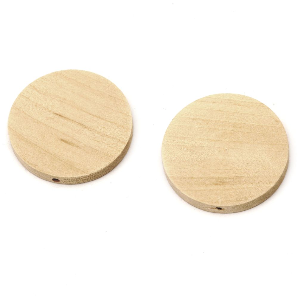 Monedă din lemn mărgele 40x6 mm gaură 2 mm culoare lemn -5 piese
