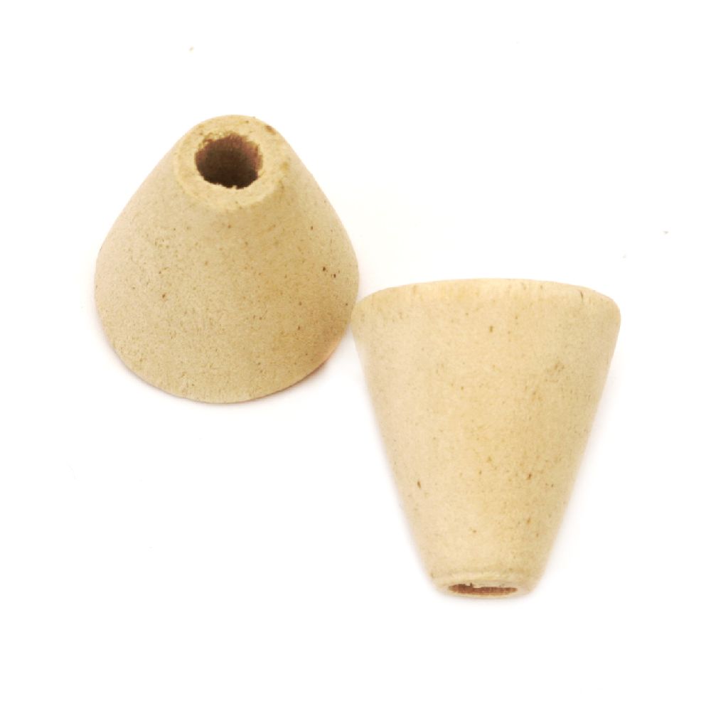 Natural unfinished wooden cone bead for DIY Jewelry and Crafts 17x15 mm hole 4 mm color wood - 10 pieces
