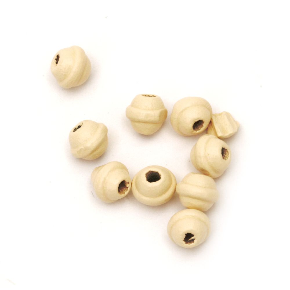 Wooden round bead for decoration 6x7 mm hole 2 mm white - 20 grams ~ 210 pieces