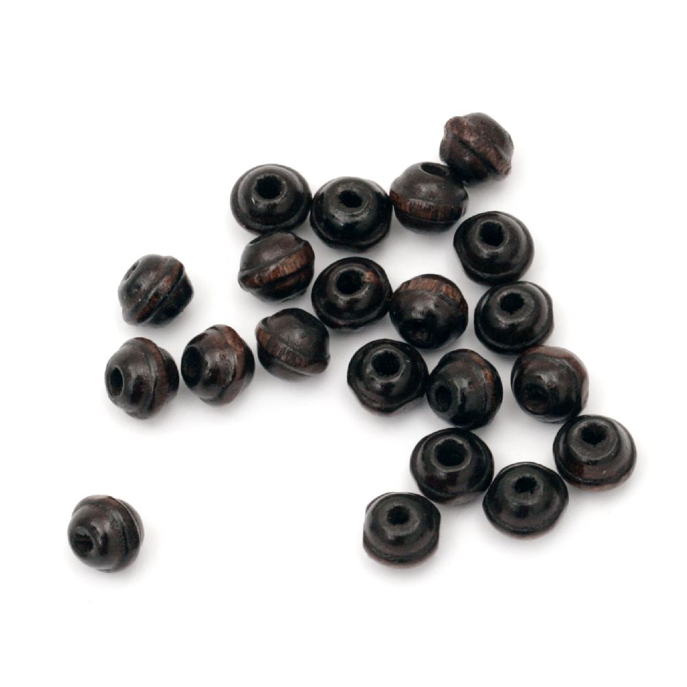 Wooden round bead for decoration 6x7 mm hole 2 mm black - 20 grams ~ 210 pieces