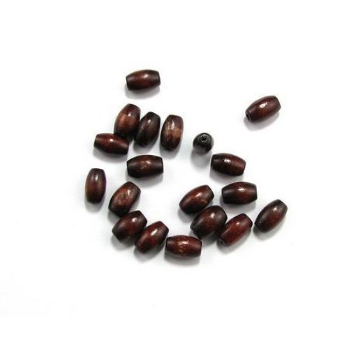 Wooden oval bead for decoration 10x6 mm hole 3 mm brown - 50 g ~ 400 pieces