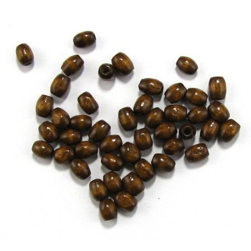 Wooden oval bead for decoration 6x4 mm hole 1.5 mm light brown - 20 g ~ 500 pieces