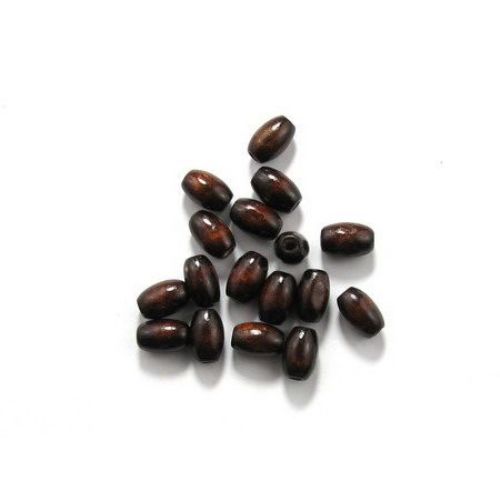 Wooden oval bead for decoration 12x8 mm hole 3 mm brown - 50 g ~ 200 pieces