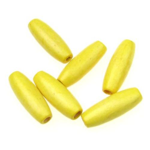 Wooden Beads, Oval, Yellow, 23x8mm, hole 3mm, 50 grams ~ 110 pcs
