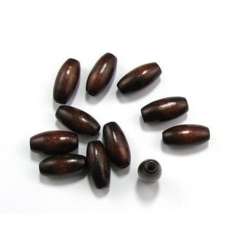 Wooden oval bead for decoration 20x10 mm hole 3.5 mm brown - 50 grams ~ 50 pieces