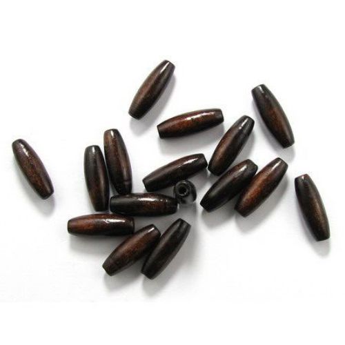 Wooden oval bead for decoration 23x8 mm hole 3 mm brown - 50 grams ~ 110 pieces
