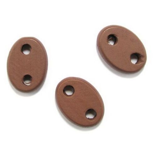 Wooden Beads, Oval, Brown, 38x27x9mm, 2 holes : 8mm, 10 pcs