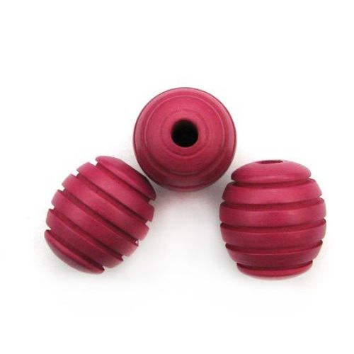 Wooden Beads, Oval, Carved, Pink, 25x22mm, hole 6mm, 10 pcs