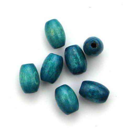 Wooden Beads, Oval, Blue, 12x8mm, hole 3mm, 50 grams ~ 200 pcs