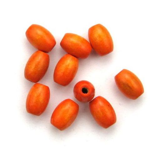 Wooden oval bead for decoration 12x8 mm hole 3 mm orange - 50 grams ~ 200 pieces