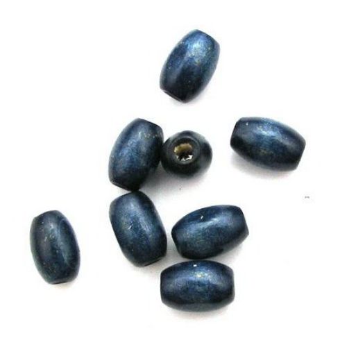 Wooden oval bead for decoration 12x8 mm hole 3 mm blue - 50 g ± 200 pieces