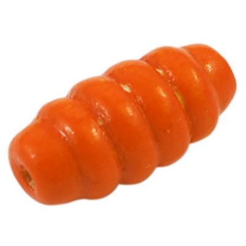 Wooden Beads, Oval, Orange, Carved, 15x8mm, hole 3mm, 50 grams ~ 170 pcs