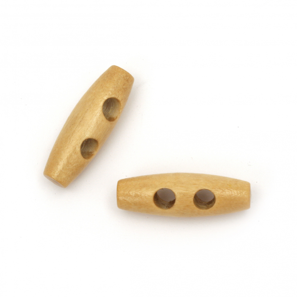 Wooden Beads, Oval, 2 holes 4mm, 30x10mm, 10 pcs