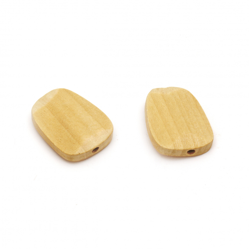 Natural unfinished wooden bead for DIY Jewelry and Crafts 26x20x6.5 mm hole 2.5 mm color wood - 5 pieces