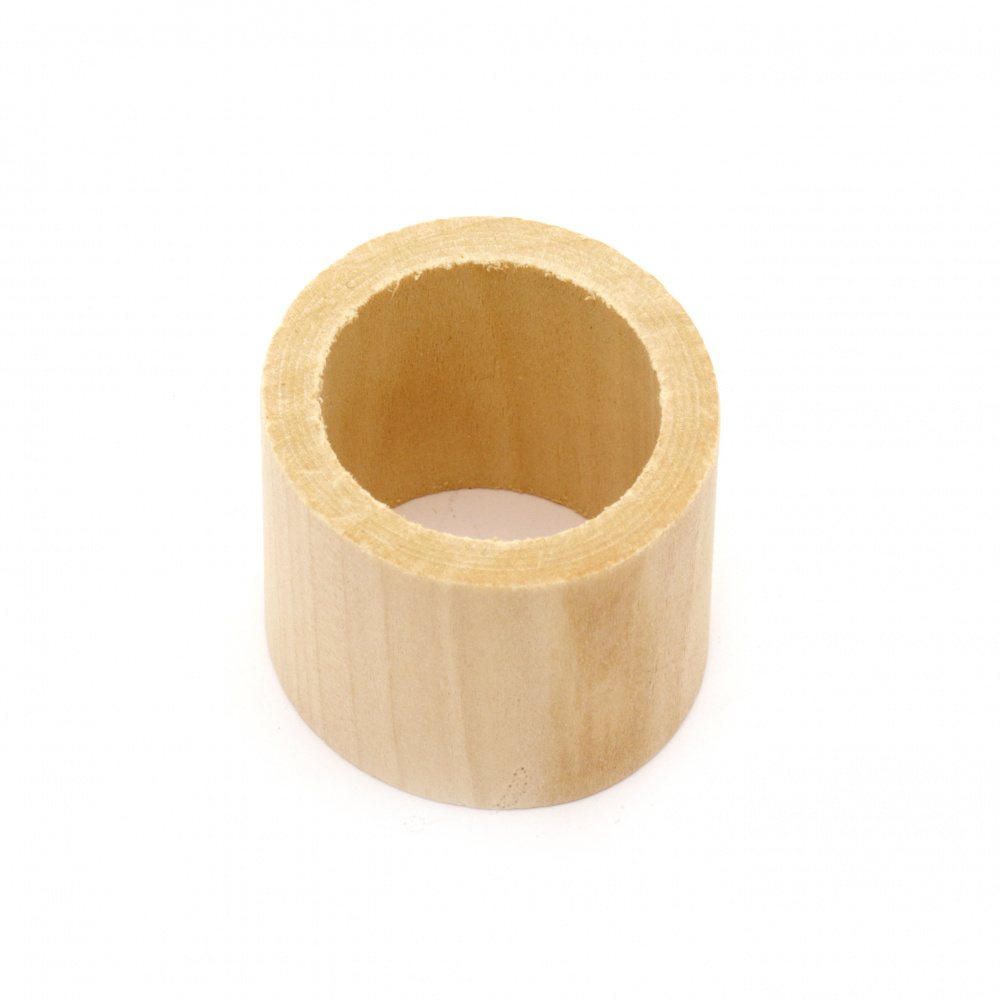 Wooden cylinder bead for decoration 31x39 mm hole 28 mm color wood
