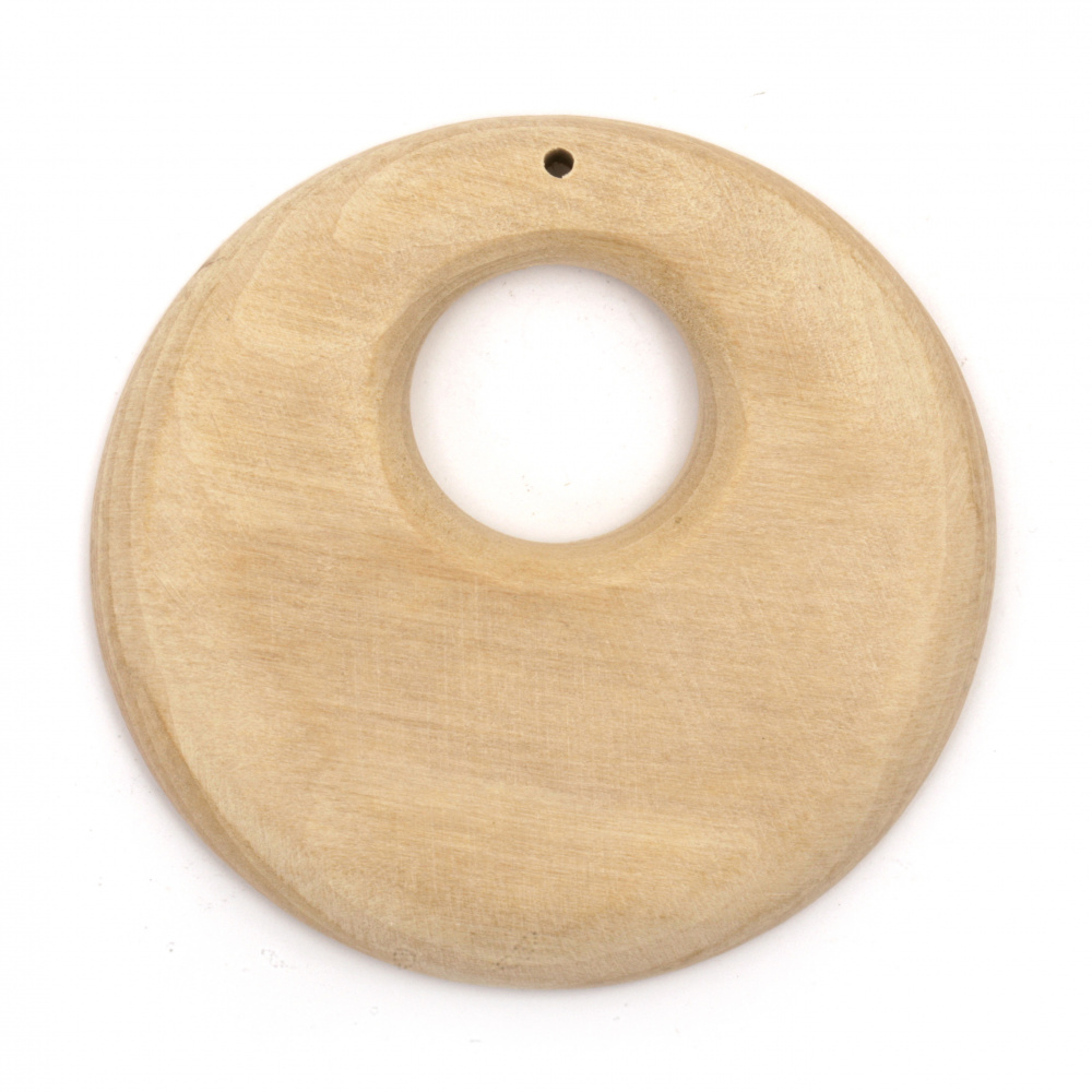 Wooden Pendant round 80x75x9 mm hole 3 mm color wood