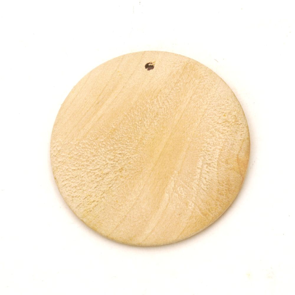 Wooden Pendant circle for decoration 50x5mm hole 3mm color wood - 2 pieces