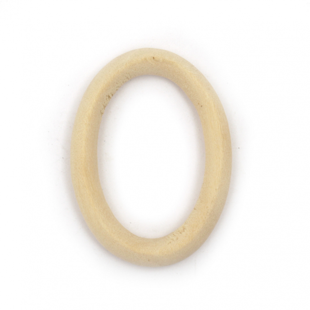 Wooden Ring oval 40x29x6 mm color natural wood - 4 pieces