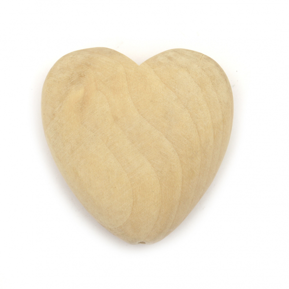 Natural unfinished wooden heart bead for DIY Jewelry and Crafts  51x50x7.5 mm hole 3 mm color wood 