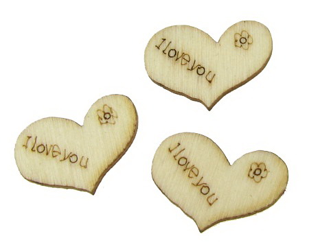 Wooden heart, 22x15x2 mm - 10 pieces