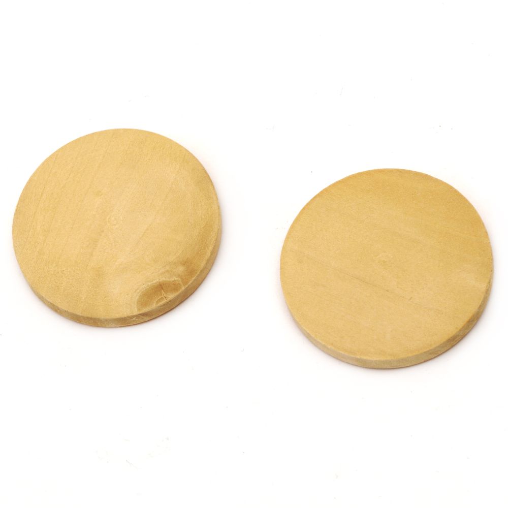 Round wood without hole 35x4 mm wood color -4 pieces