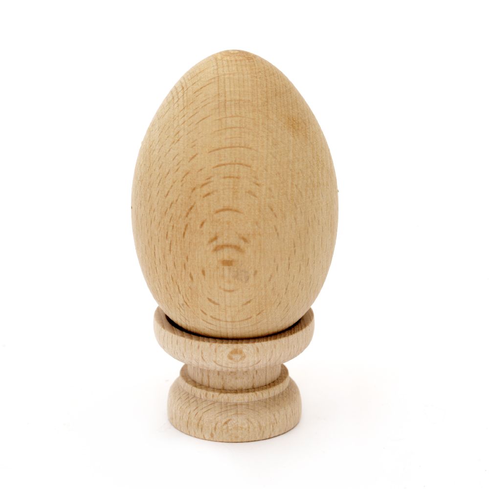 Яйце дърво 67x47 мм с ниска поставка цвят дърво - XB13