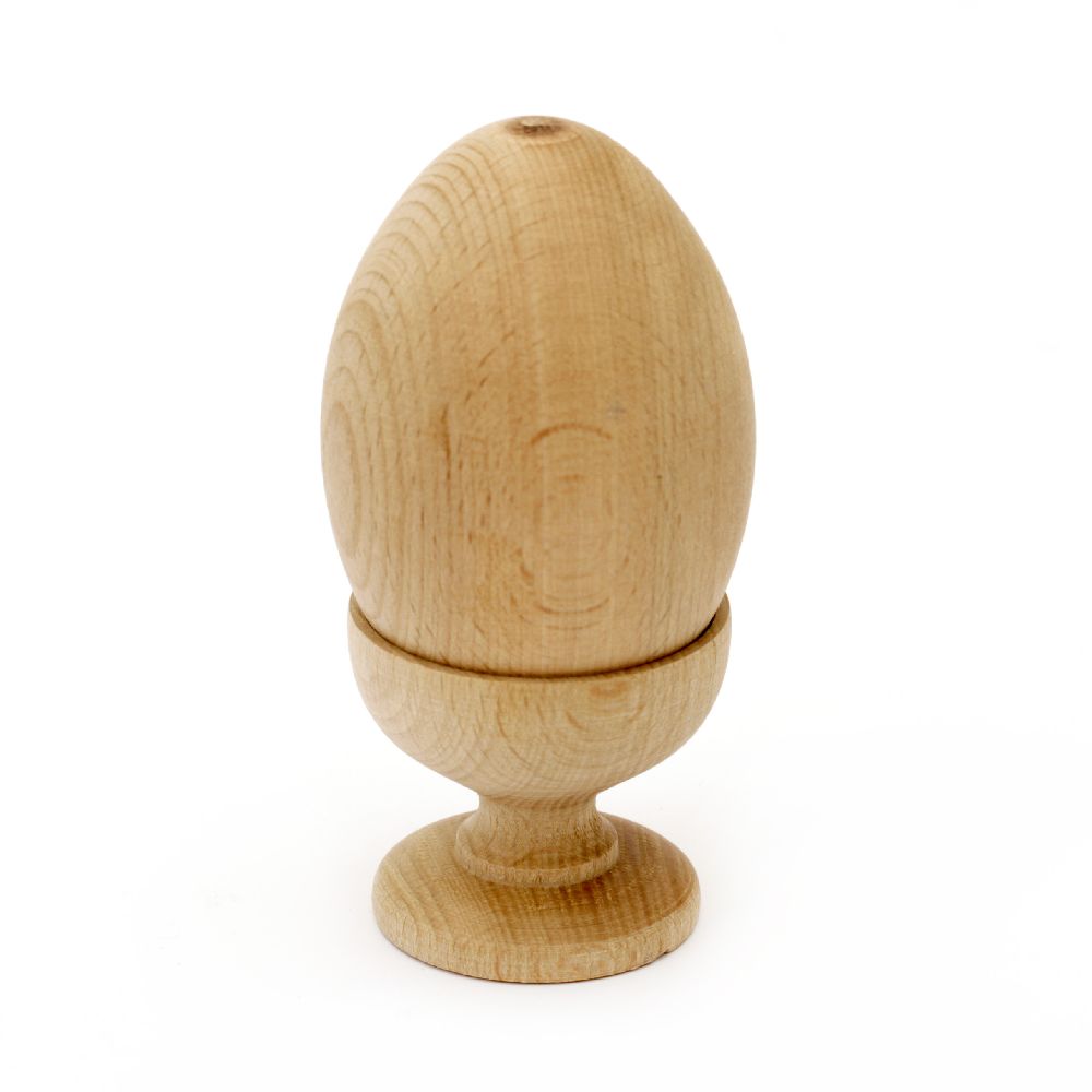 Αυγό, ξύλινο χωρίς τρύπα 67x47 mm με ψηλή βάση 37x40 mm χρώμα φυσικό