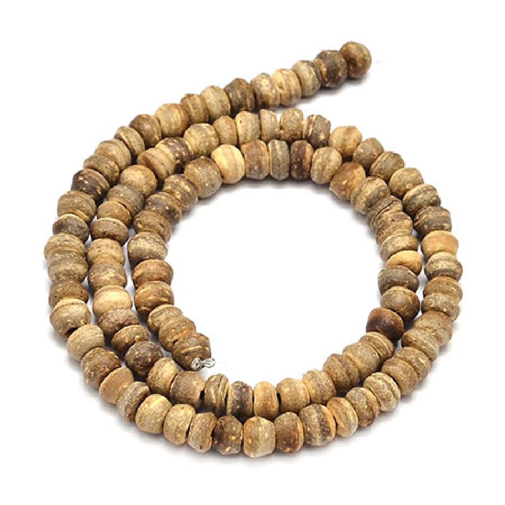 String of Natural Rustic Coconut Beads / 5~8x5~7 mm, Hole: 2 mm / Light Brown ~105 pieces