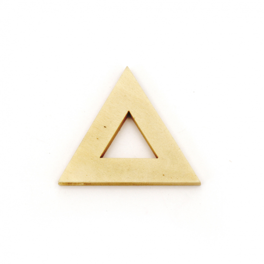 Wooden Pendant triangle for decoration  32x37x4 mm hole 2 mm color wood - 5 pieces
