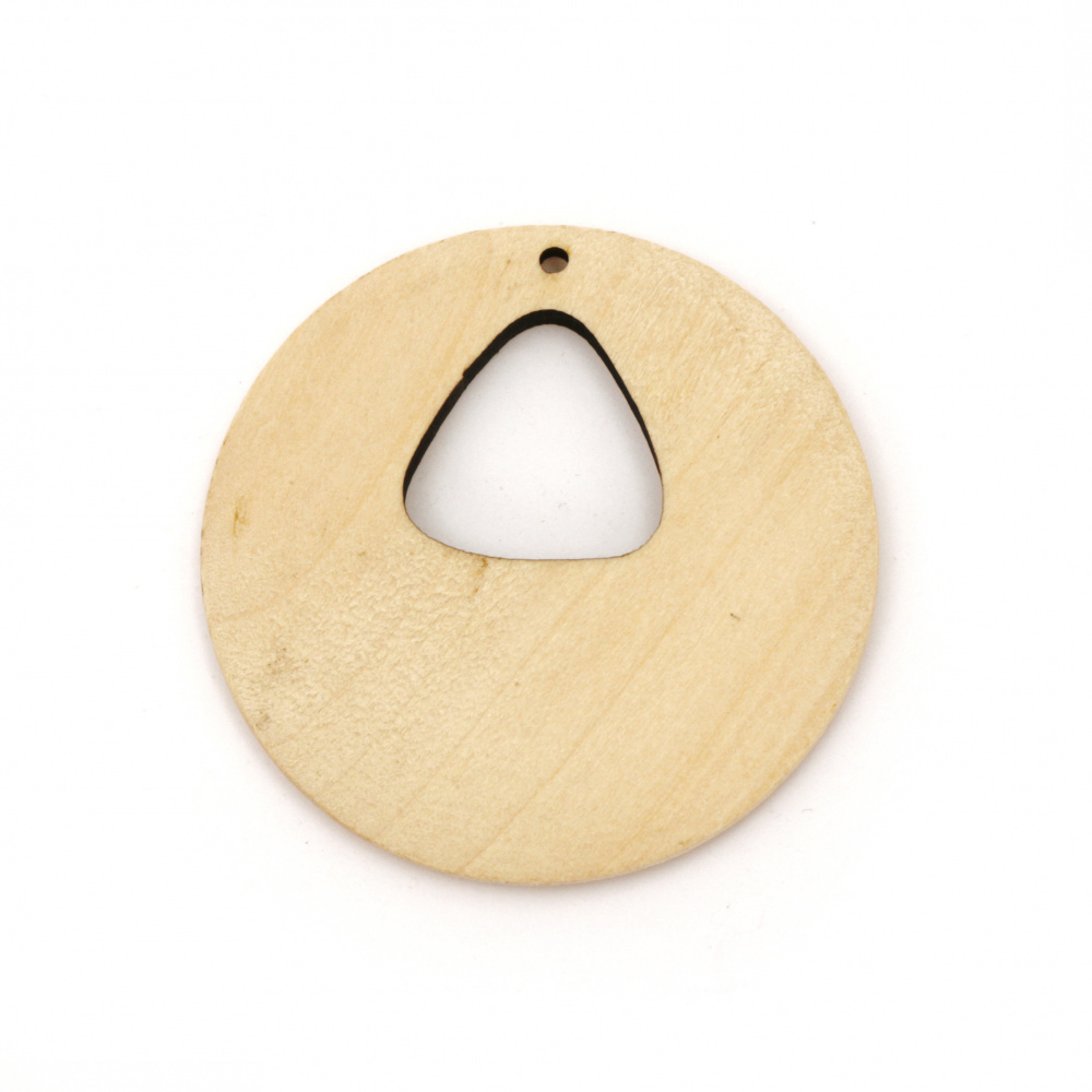 Wooden Pendant for decoration round 50x6 mm hole 2 mm color wood - 2 pieces