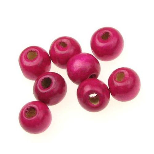 Wooden round bead for decoration 9x10 mm hole 3.5 mm dark pink - 50 grams ~ 150 pieces