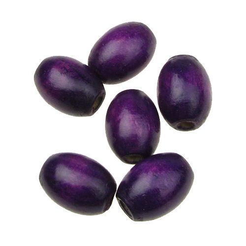 Wooden oval bead for decoration 17x13 mm hole 4 mm purple - 50 grams ~ 56 pieces
